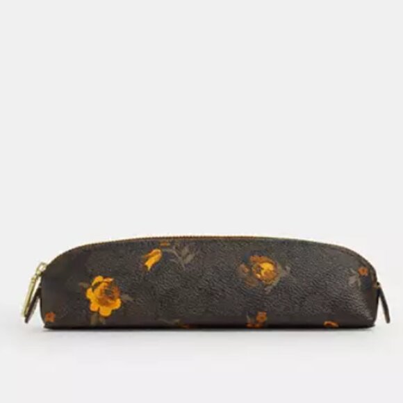 Pencil Case In Signature Canvas With Floral Print - Picture 1 of 2
